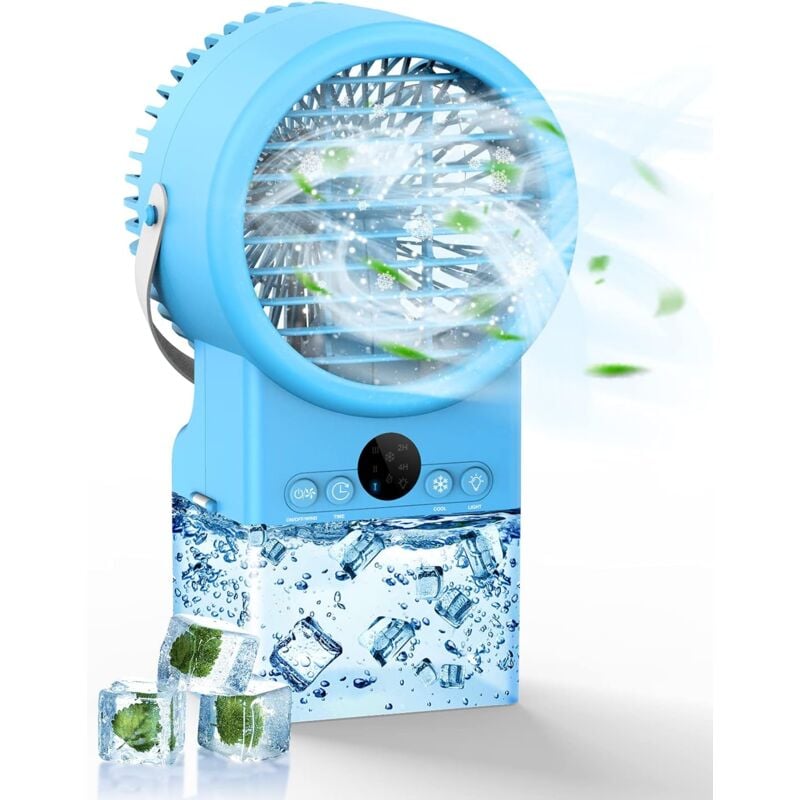 Tragbare Klimaanlage, 4-in-1-Luftkühler, Luftbefeuchter, Ventilator, Nachtlicht, tragbare Klimaanlage mit Timer, 7-Farben-Licht, 3 Geschwindigkeiten