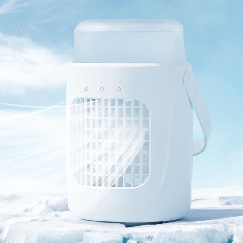 Tragbare Klimaanlage für den Innenbereich, tragbare persönliche Desktop-Klimaanlage Leises 3-Gang-Kühlsystem mit Beleuchtung für Schlafzimmer,