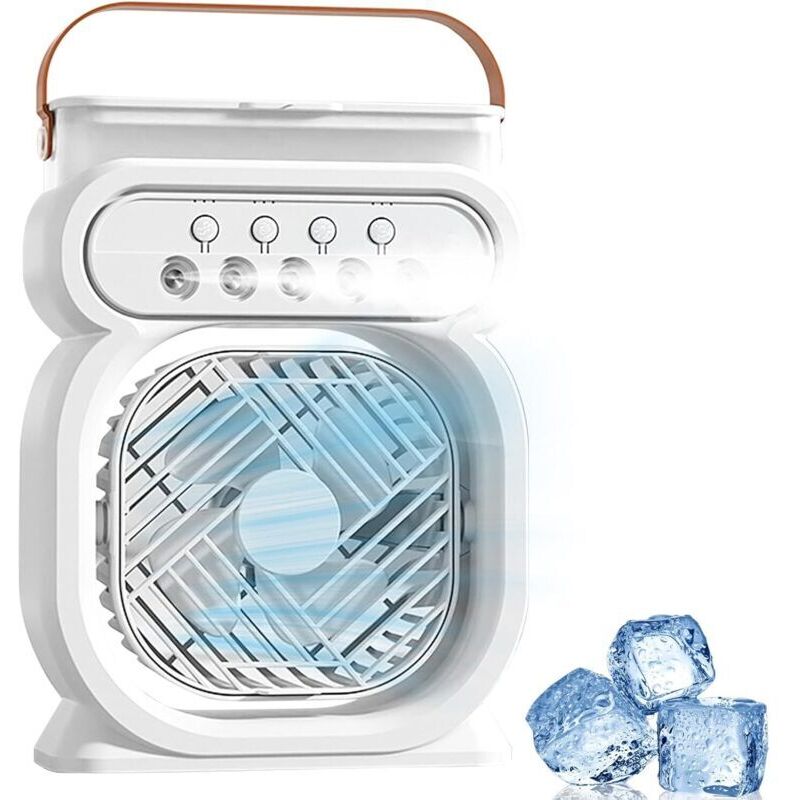 Tragbare Klimaanlage, Mini-Klimaanlage mit leisem Betrieb, Luftkühler, Luftbefeuchter, Wassernebelventilator mit 3 Geschwindigkeitsstufen, Nachtlicht