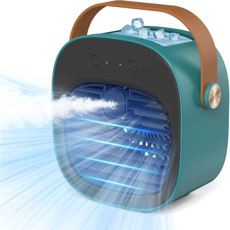 Tragbare Klimaanlage – wiederaufladbare Mini-Klimaanlage 4000 mAh mit 3 Geschwindigkeiten, 5–10 Stunden Laufzeit, leiser Tischventilator,