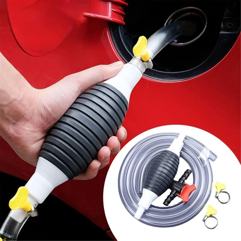 Tragbare manuelle Auto-Umfüllpumpe (mit 4 m Schlauch), Universalpumpe für Lösungsmittel, Benzin, Wasser, Kraftstoff, Diesel, Benzin