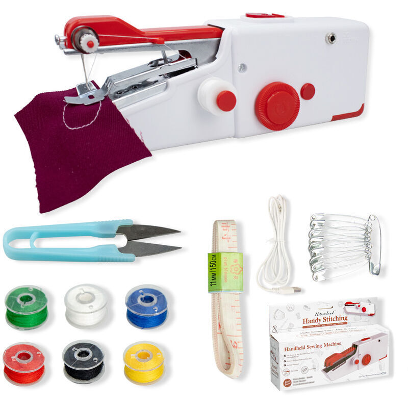 Tragbare Nähmaschine, Mini-Elektro-Nähmaschine für Erwachsene, Schnellstich, geeignet für Kleidung, Stoffe, Haushalt, Reisen, DIY