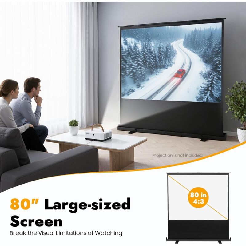 Tragbare Projektor Leinwand Beamer Elektrisch Automatischem Rückzug Rolloleinwand Bodenhochziehbare Business Präsentations- und Heimkino Beamer,