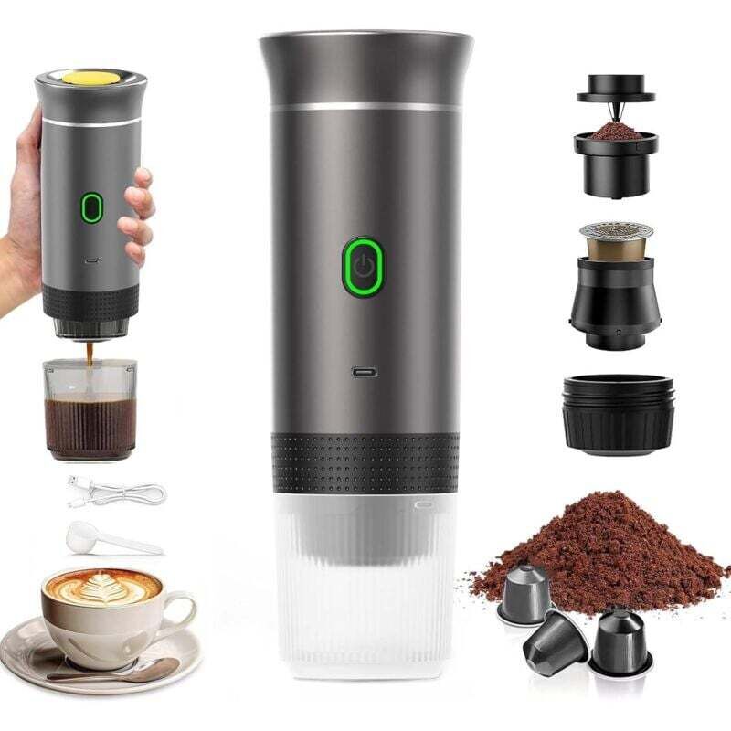 Tragbare Reise-Kaffeemaschine, Schnellheizfunktion, 3-in-1-Kaffeemaschine (12 V), automatische Aufheizzeit von 4–6 Minuten, geeignet für große