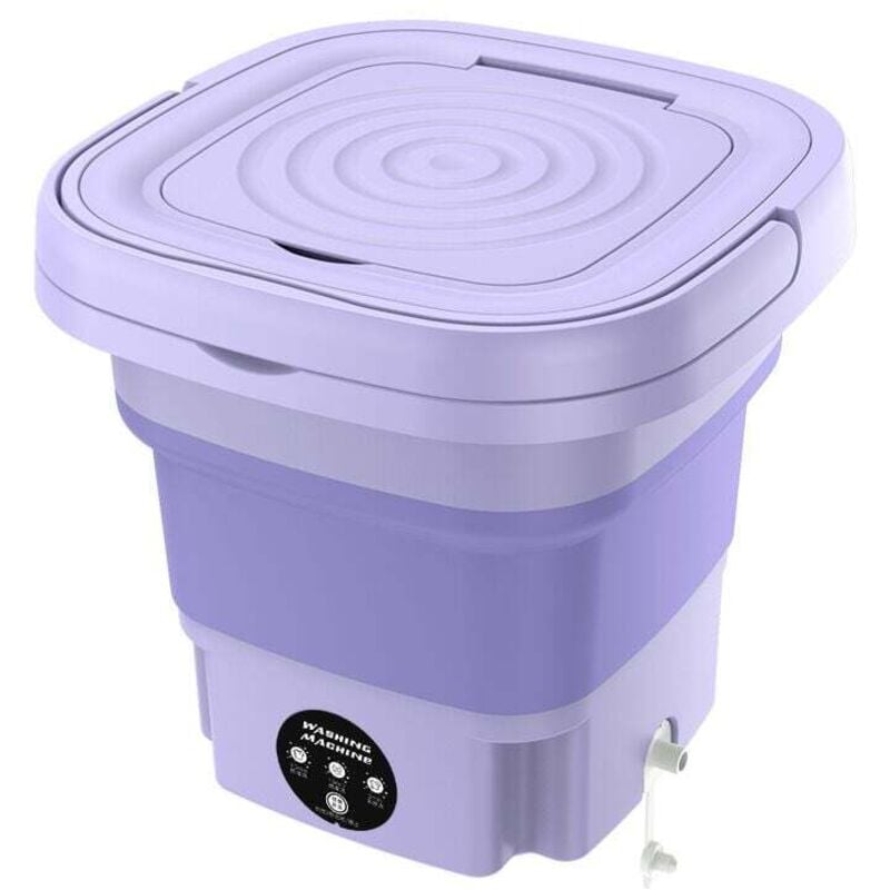 Tragbare, zusammenklappbare Waschmaschine mit Zentrifuge, 8 l, 220 V, Mini-Waschmaschine, automatische Wäsche für Socken und Unterwäsche, Lila