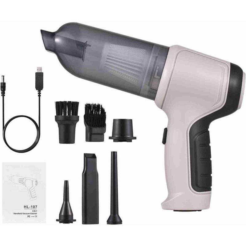 Tragbarer 2-in-1-Stielstaubsauger für Auto und Haushalt, 120 W Leistung, 12.000 Pa Saugkraft, 4.000 mAh Akku, leicht und ideal für Auto, Haushalt und