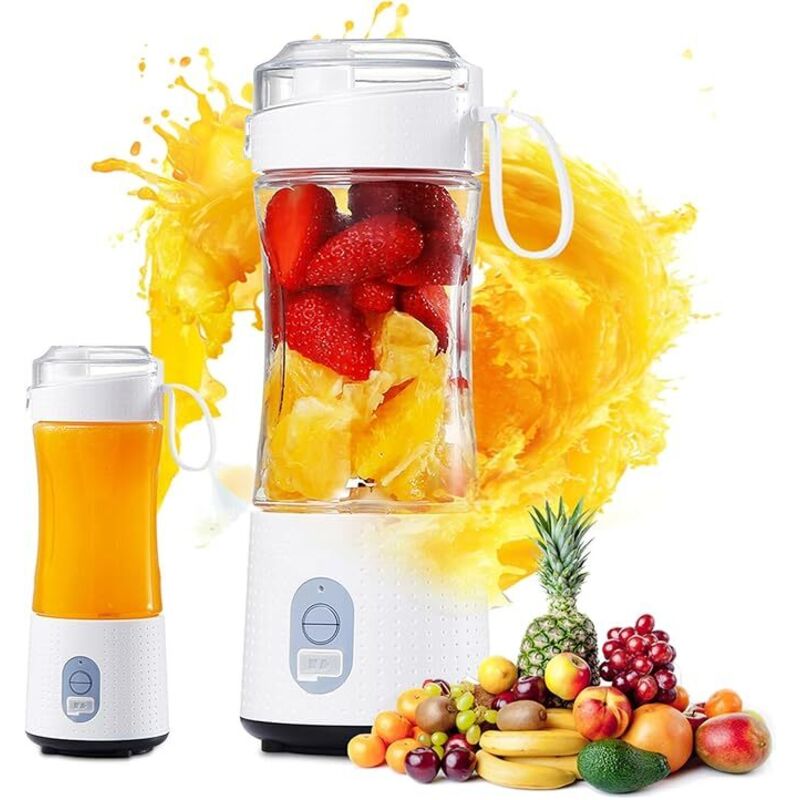Tragbarer 380-ml-Standmixer für Smoothies und Shakes – Mini-Standmixer mit 6 Klingen und USB-Ladeanschluss – Tragbarer Fruchtmixer für Küche und