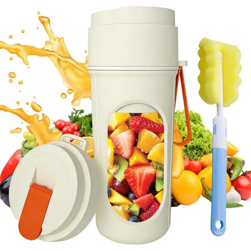 Tragbarer 450-ml-Standmixer, Mini-USB-Standmixer mit Ladekabel, Entsafter, Smoothie-Mixer mit 12 Klingen, ideal für Reisen, Büro und Sport