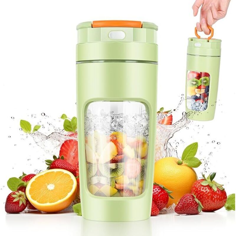 Tragbarer 600-ml-Standmixer, tragbarer Smoothie-Maker, leistungsstarker Smoothie-Mixer mit 20.000 U/min und 4 Klingen, Mini-Mixer mit Reisedeckel für