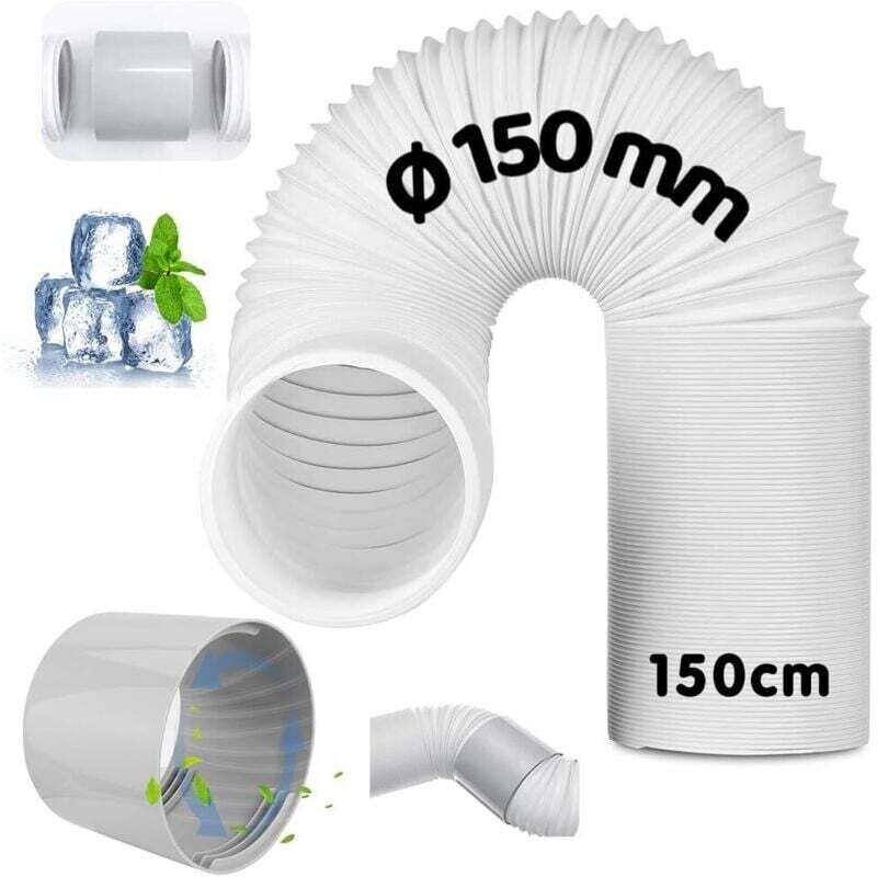 Tragbarer Abluftschlauch für Klimaanlagen mit Adapter, mobiles Schlauchset, 150 mm Durchmesser, 150 cm Länge, für Klimaanlagen, Luftentfeuchter und