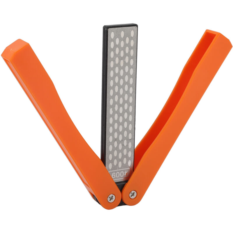 Tragbarer, doppelseitiger, faltbarer, fächerförmiger Taschenschärfer für Gartengeräte, orange