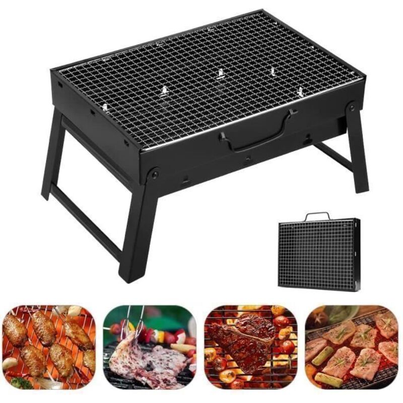 Tragbarer Flexibler kleiner Tischgrill aus Edelstahl Holzkohle-Grill für den Garten Außenbereich Camping für 3-5 Personen