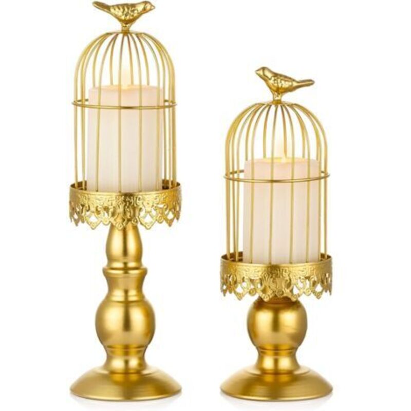 Vintage-Kronleuchter im Vogelkäfig-Design, dekorative Hochzeitskerzenständer für die Hochzeitstafel, Shabby-Chic-Kronleuchter aus Schmiedeeisen mit