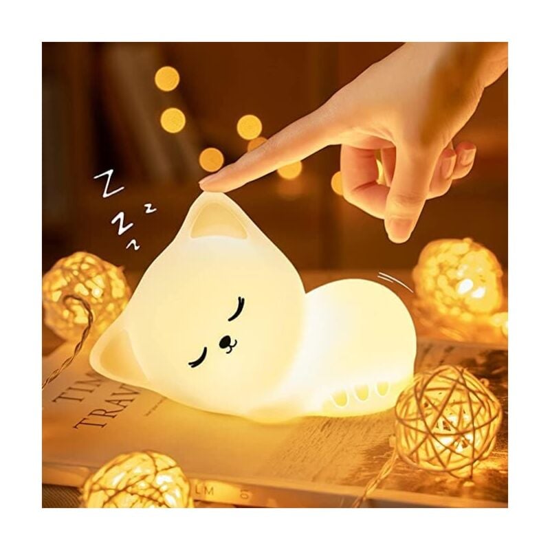 Baby Nachtlicht Kinder Nachtlicht Babyzimmer Deko, 16 Farben Katze Nachtlicht Kinder Nachttischlampe Baby Nachtlicht, Babyzimmer Deko BeBe Nachtlicht