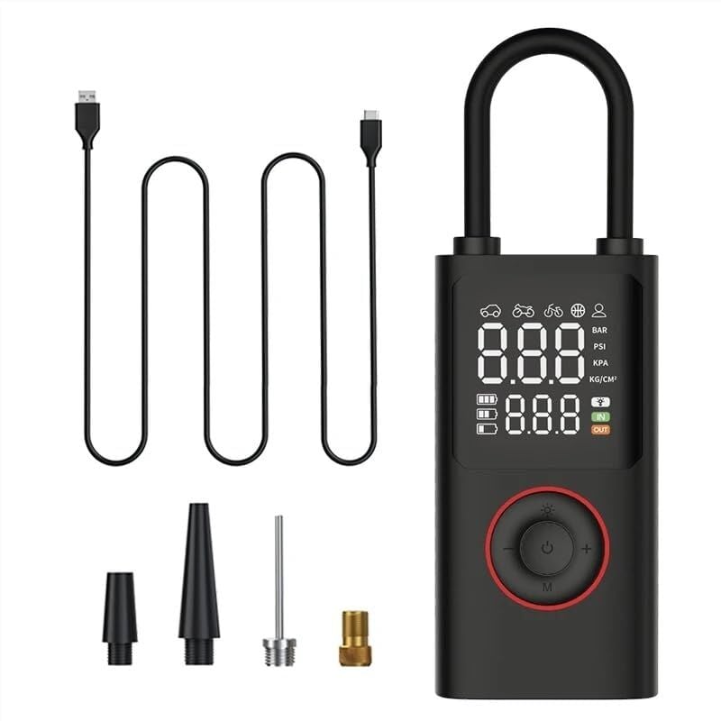 Tonchean - Tragbarer Luftkompressor, 150 psi 4000 mAh Autoreifenfüller, wiederaufladbare Luftpumpe mit doppeltem Verwendungszweck für Autos,