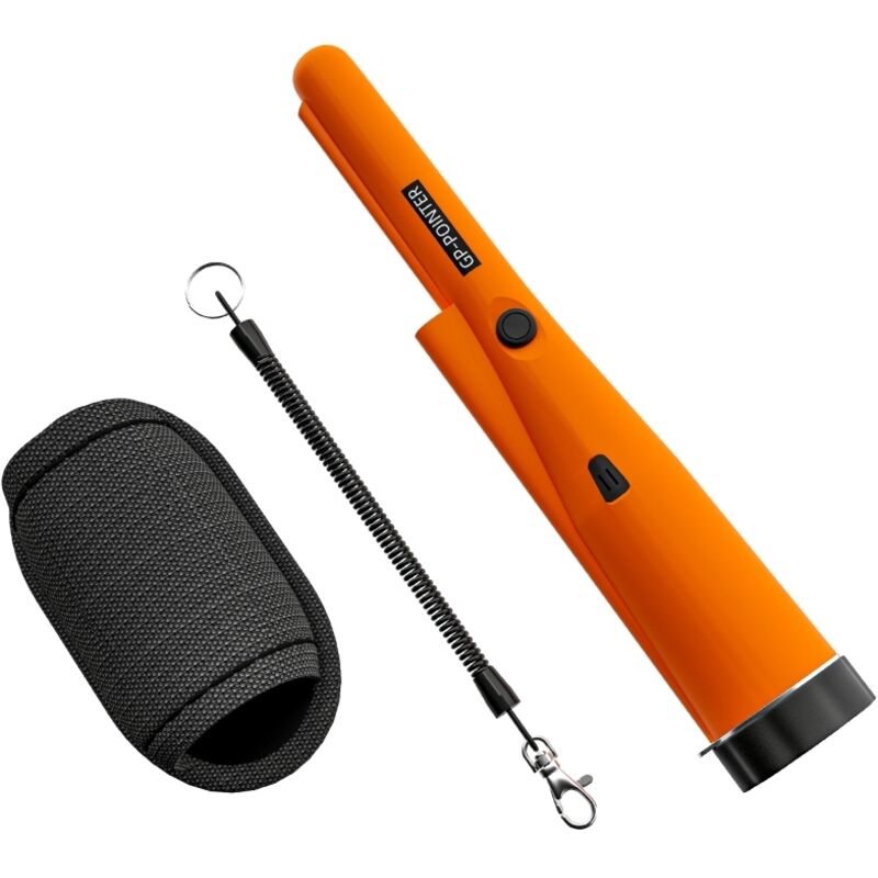 Tragbarer Metalldetektor für Erwachsene, professionell einstellbar, LED-Anzeige, kabellos, wasserdicht, leicht, für Münzsuche und Schatzsuche, orange
