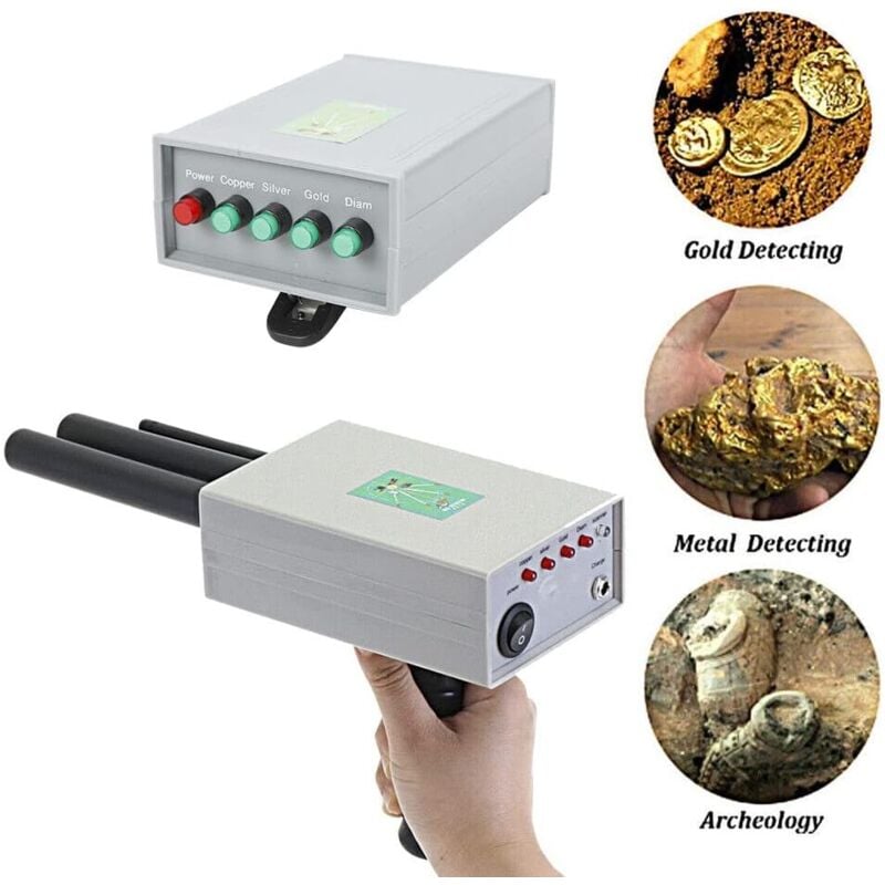 Tragbarer Metalldetektor mit großer Reichweite 1000 m - Hohe Genauigkeit - Doppelte Proben - Silbergold und Kupfer Metalldetektor - 12 v