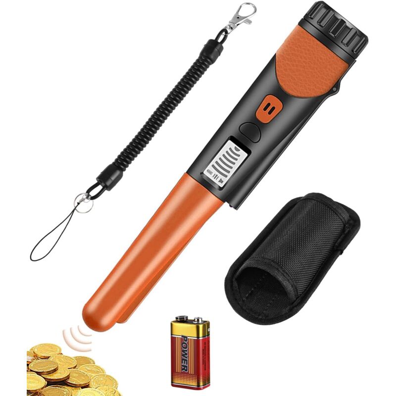 Tragbarer Metalldetektor, Pinpointer-Metalldetektor, 360°-Scan-Metalldetektor, wasserdichter Pinpointer-Detektor mit LED-Anzeige und Batterien für