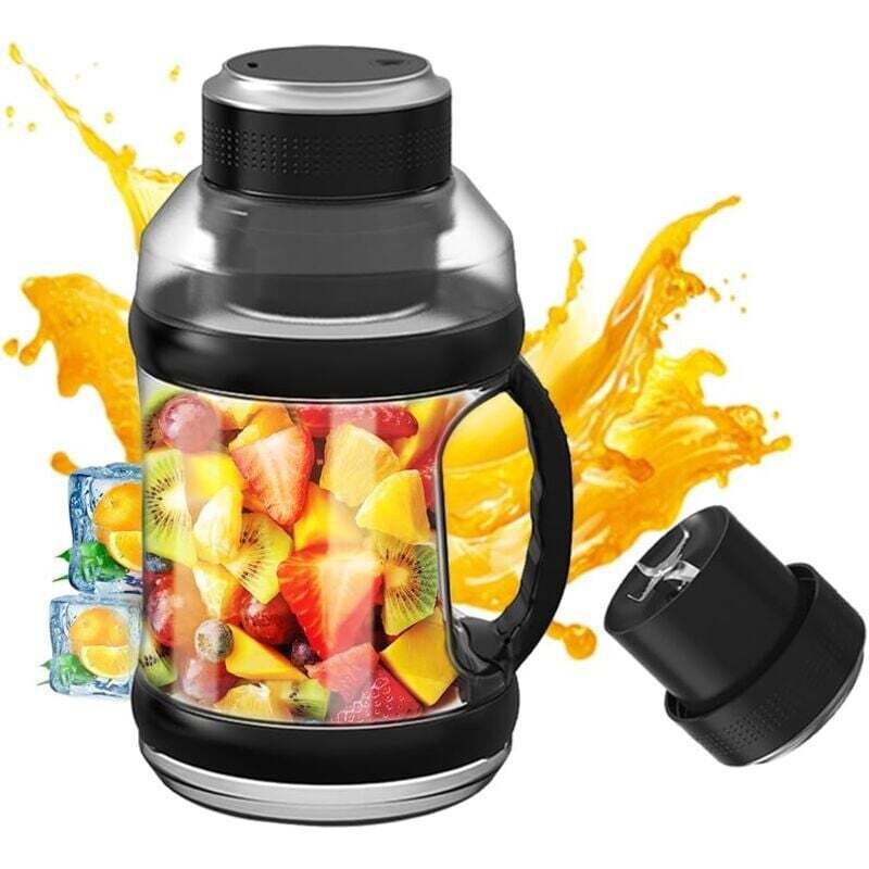 Tragbarer Mixer von Ulisem, 2000 ml, per USB wiederaufladbare Mixerflasche für Smoothies/Milchshakes/Obst, kabelloser Mini-Mixer für Sport, Camping