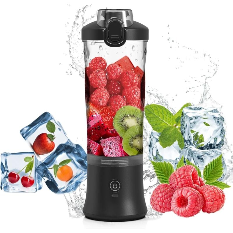 Zoternen - Tragbarer Mixer von für Shakes und Smoothies – wiederaufladbar per usb – 600 ml – Mini-Mixer mit 6 Klingen für Sport, Reisen,