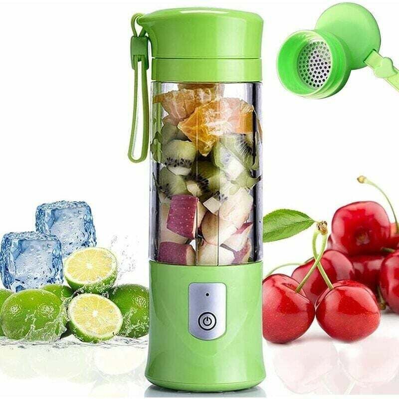 Tragbarer Obstmixer mit USB-Aufladung – Mini-Mixer für Smoothies, Milchshakes, Fruchtsäfte – 350–420 ml tragbarer Mixer mit 6 Klingen – BPA-frei –