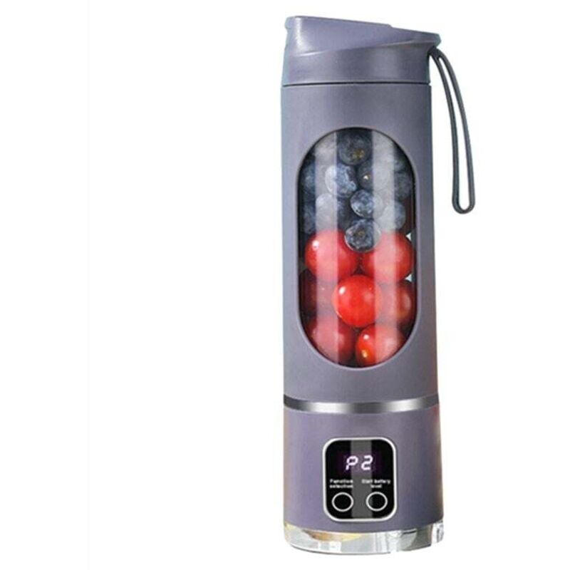 Tragbarer, per USB aufladbarer Eiscrusher-Mixer mit 8 Klingen, 3 Modi, Digitalanzeige, Mini-Mixer, Lila