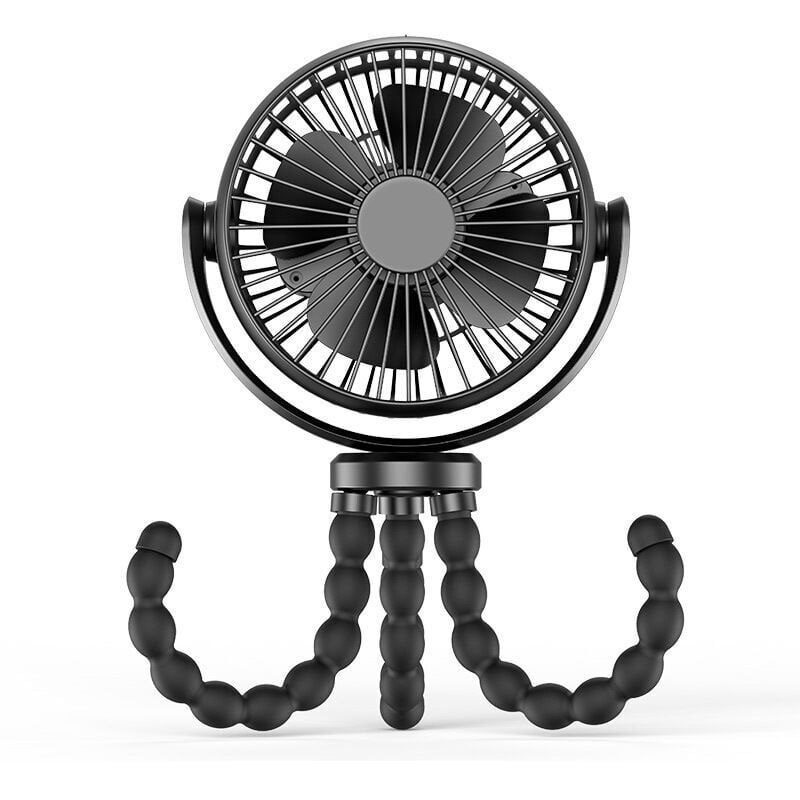 Tragbarer persönlicher Ventilator, batteriebetriebener 5200-mAh-Tischventilator mit flexiblem Stativ, 360°-USB-Ventilator für Kinderwagen, Auto usw