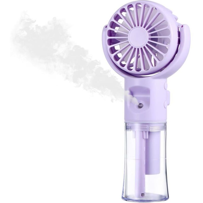 Tragbarer Sprühventilator, Mini-Ventilator mit Akku, 4 Geschwindigkeitsstufen, USB-Ventilator, Reiseaccessoire für Outdoor, Büro, Camping (Lila)