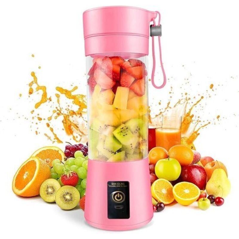 Tragbarer Standmixer – Mini-Standmixer – 23 × 7,5 × 7,5 cm – Für Milchshakes und Smoothies – USB-aufladbar – 380 ml Reise-Entsafter mit 6 Klingen –