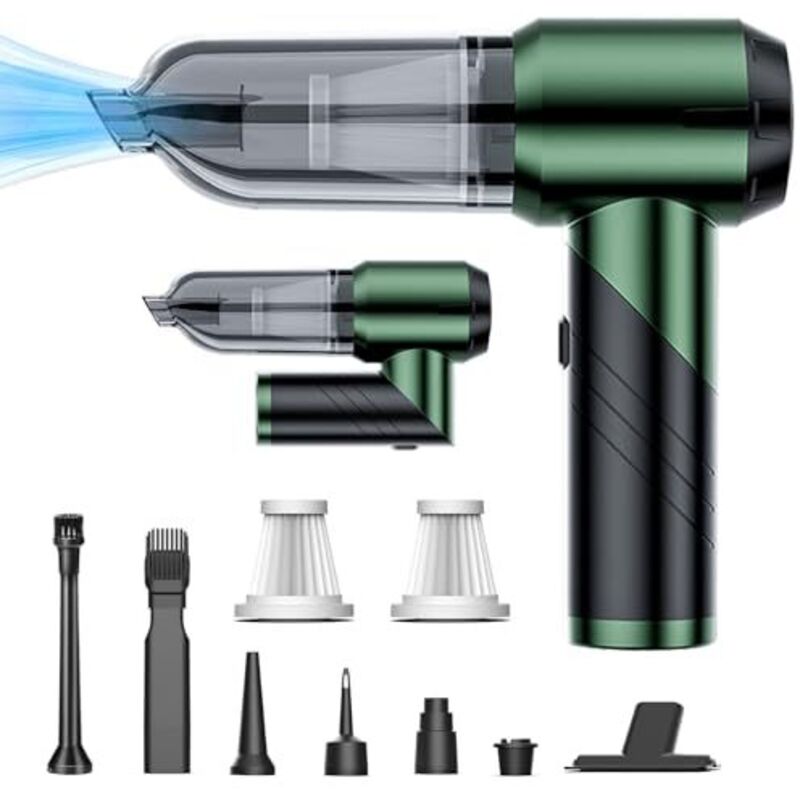 Tragbarer Staubsauger, leistungsstarker 16.000 Pa Autostaubsauger, kabellos und per USB aufladbar, 4-in-1 Mini-Staubsauger mit HEPA-Filter für Auto,