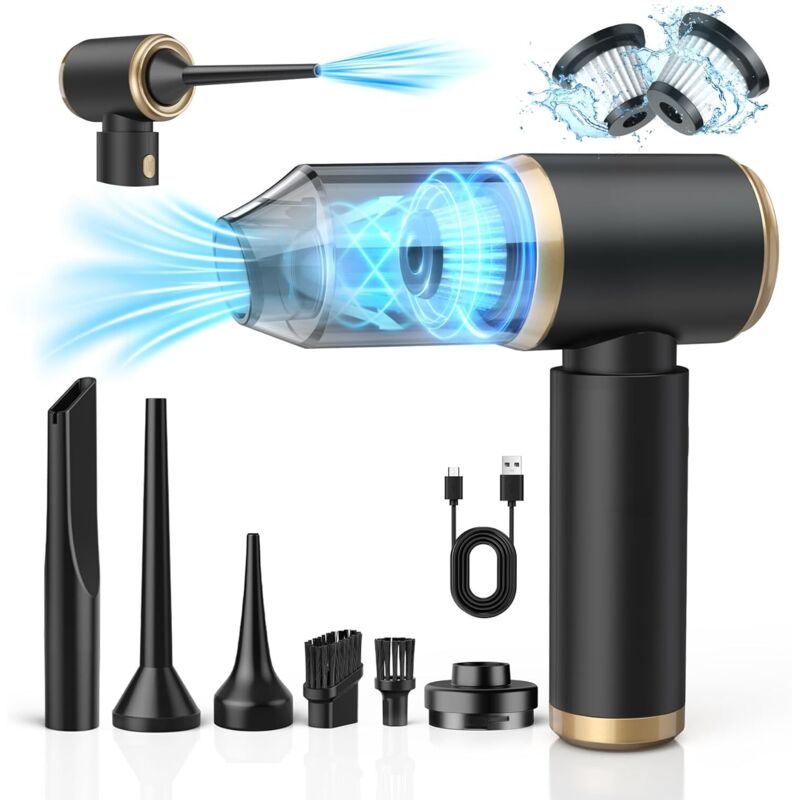 Tragbarer Staubsauger, leistungsstarker kabelloser Autostaubsauger mit 15000 Pa, 4-in-1 Mini-USB-Akku-Handstaubsauger, leichter Handstaubsauger