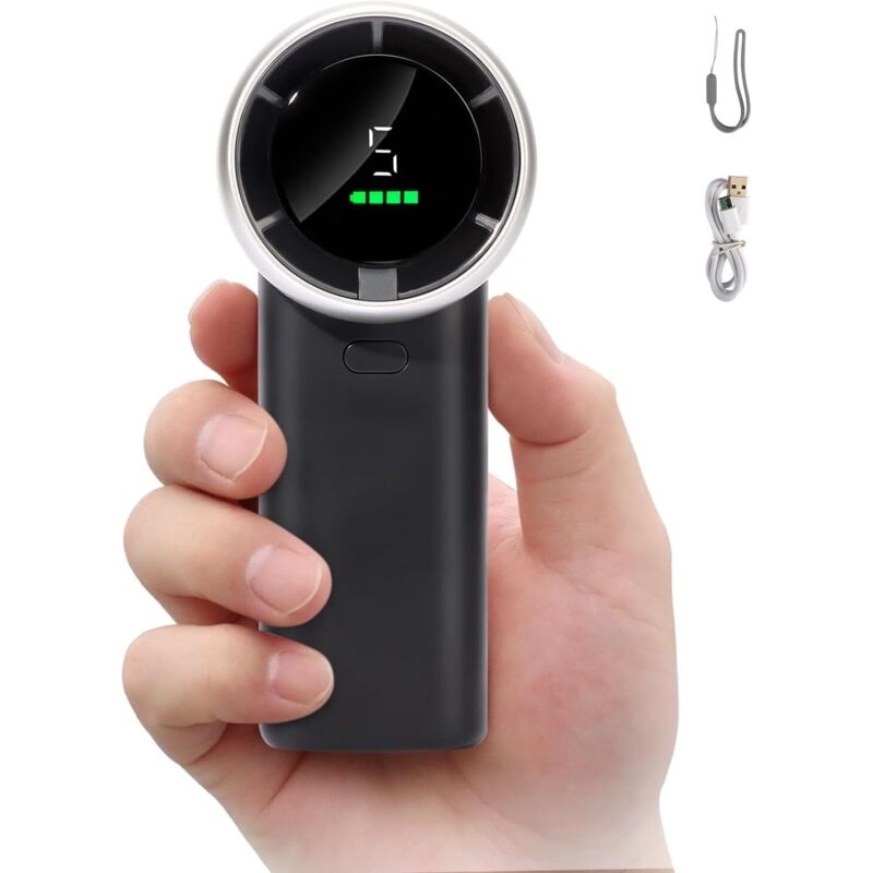 Tragbarer Turbo-Handventilator, Mini-Ventilator mit LED-Anzeige, persönlicher Ventilator, 4000 mAh, per usb wiederaufladbarer Ventilator, 5