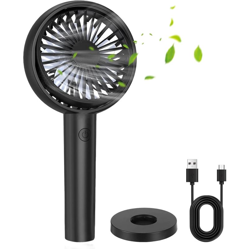 Tragbarer Ventilator mit 4000 mAh, wiederaufladbar, 3 einstellbare Geschwindigkeiten, Handventilator, 5–8 Stunden Dauerbetrieb, USB-Ventilator für