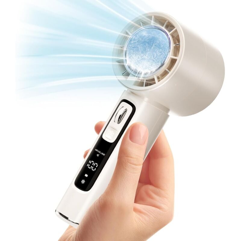 Tragbarer Ventilator mit Kühlpad, wiederaufladbarer 4000-mAh-Akku, 100 Windgeschwindigkeiten – kompakter persönlicher Ventilator für unterwegs, im