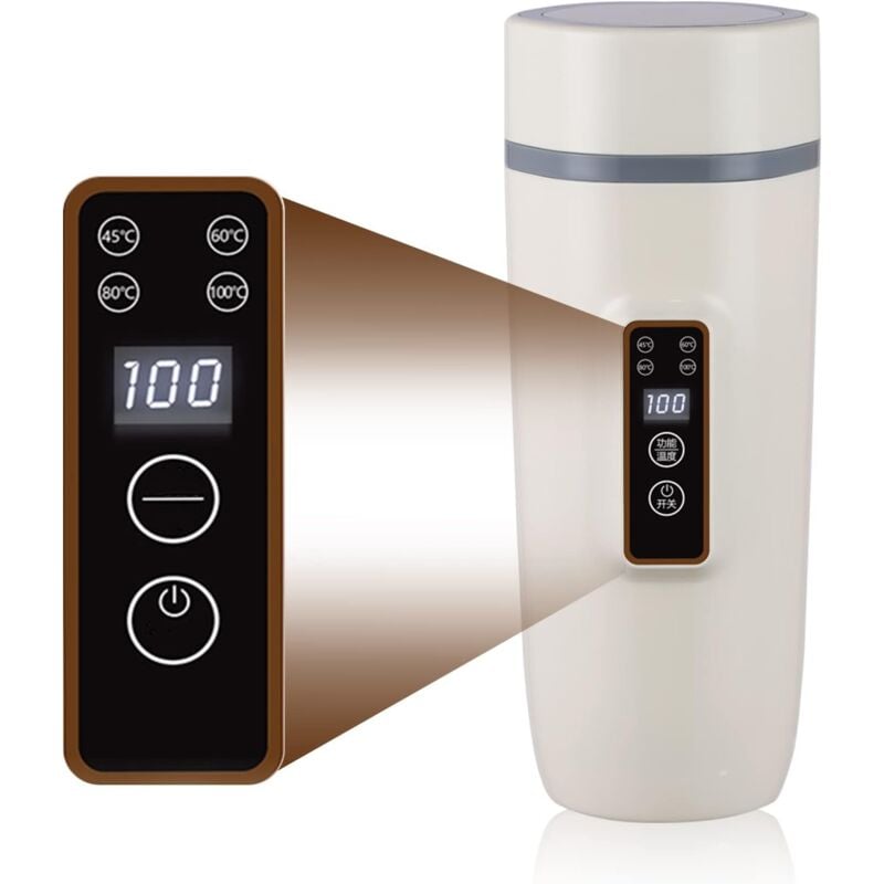 Tragbarer Wasserkocher, 3-in-1-Elektroheizung, Wasserkocher, kleine Reisethermometerflasche, Wasserflasche, Heizbecher, Wasserflasche, 0,6 l,