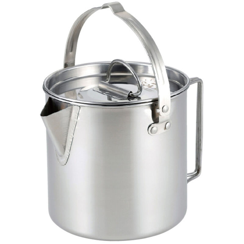Decdeal - Tragbarer zusammenklappbarer Wasserkocher für den Außenbereich, Picknick-Wasserkocher aus Edelstahl, 1,2 l, Silber