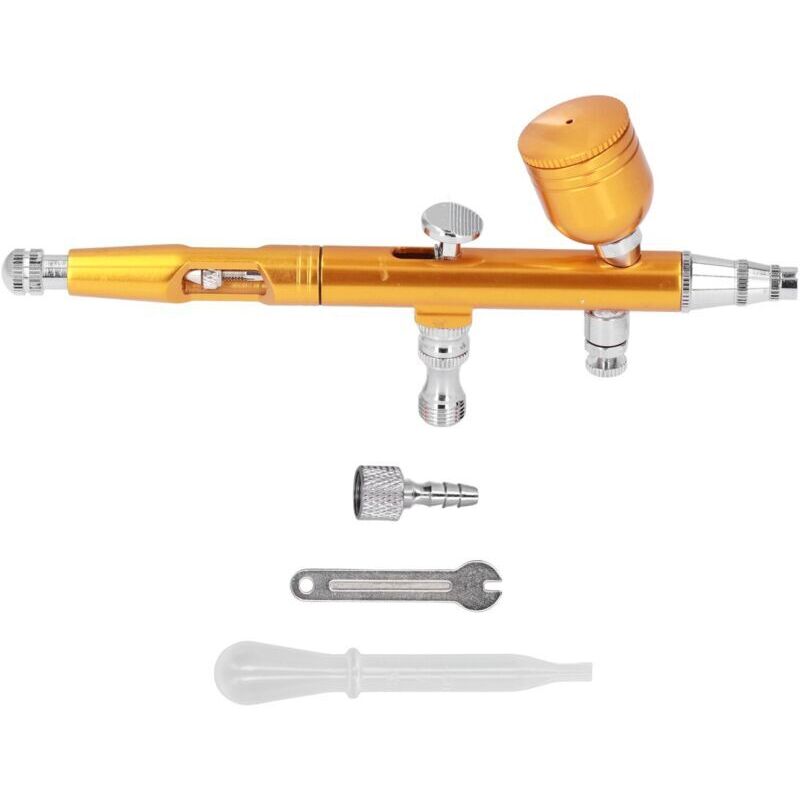 Tragbares Airbrush-Set, kleine Airbrush G1/8, DIY-Farbpistole, Messing-Airbrush für Make-up, Nagelkunst, Malerei (Gold)