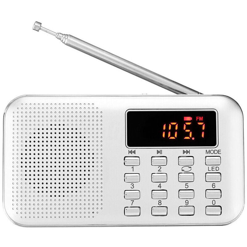 Tragbares AM/FM-Radio-Upgrade, Radio mit Notlicht, Micro-SD/AUX/USB-Unterstützung, wiederaufladbarer 1200-mAh-Akku