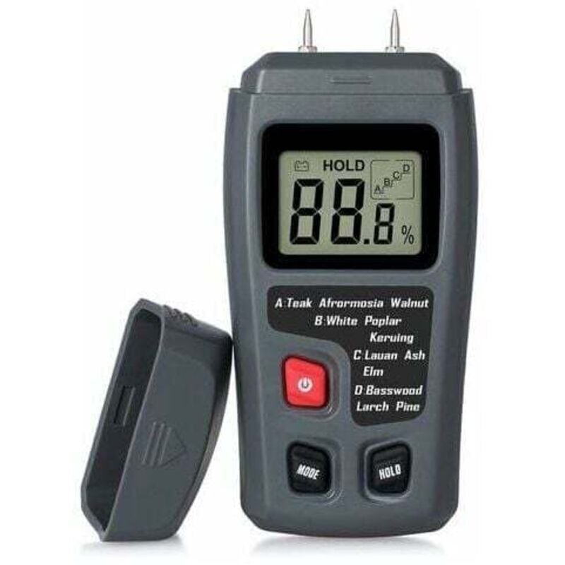 Tragbares Holzfeuchtemessgerät, LCD-Holzfeuchtetester, misst den Feuchtigkeitsgehalt von Papier und Brennholz.