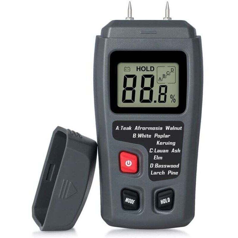 Tragbares Holzfeuchtemessgerät – LCD – Zur Holzfeuchtebestimmung – Zur Messung des Feuchtigkeitsgehalts von Brennholz