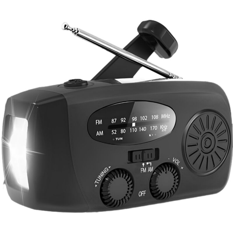 Tragbares Notfallradio, solarbetrieben wiederaufladbar, Handkurbel und USB-Aufladung für Mobiltelefon, NOAA, Zuhause und Camping, AM/FM-Wetterradio,