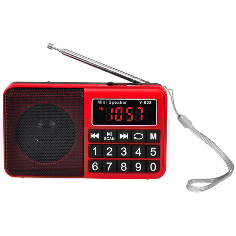 Tragbares Radio FM/AM(MW)/SW/USB/Micro-SD/MP3, Radio mit großen Tasten und großem Bildschirm, tragbares Radio, wiederaufladbarer Akku 1200 mAh