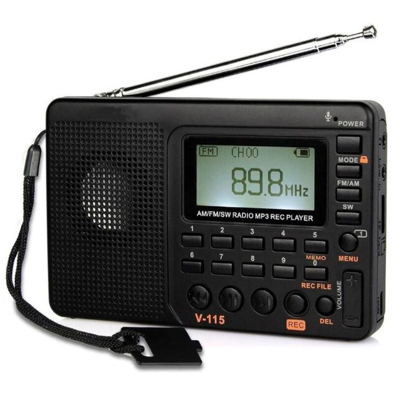 Tragbares Radio, kleines wiederaufladbares Radio, fm am sw, Batterien und Netz, TF-Karte, Recorder, MP3, Sleep-Timer, Badezimmer, Küche