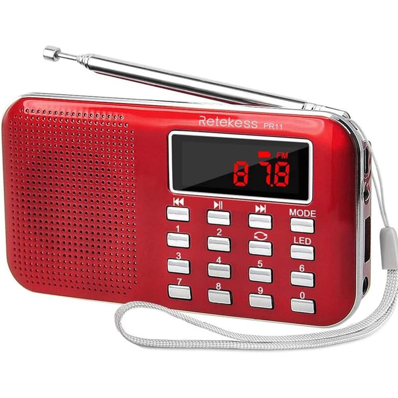 Tragbares Radio, UKW-AM-Radio, Batterien und Netz, MP3, Lautsprecher, TF-Karte/USB-Unterstützung, Taschenlampe, geeignet für Überleben, Badezimmer,