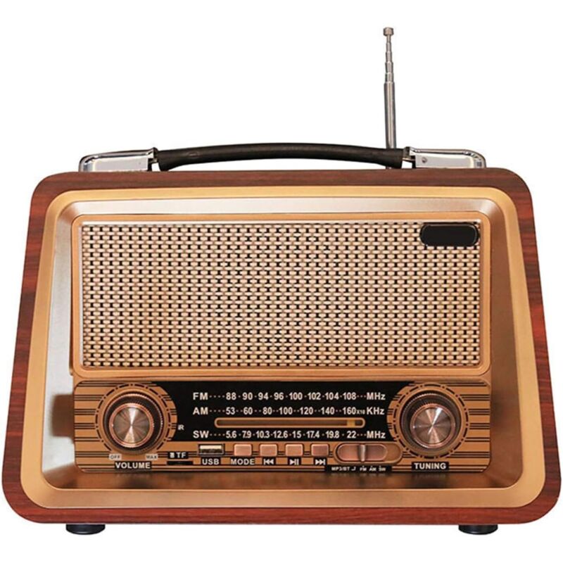 Tragbares Retro-Bluetooth-Radio, UKW/MW/SW-Stereo-Radio, USB-Speicherstick- und USB-/TF-Kartenunterstützung, AUX-Eingang – Musikwiedergabe mit Akku,