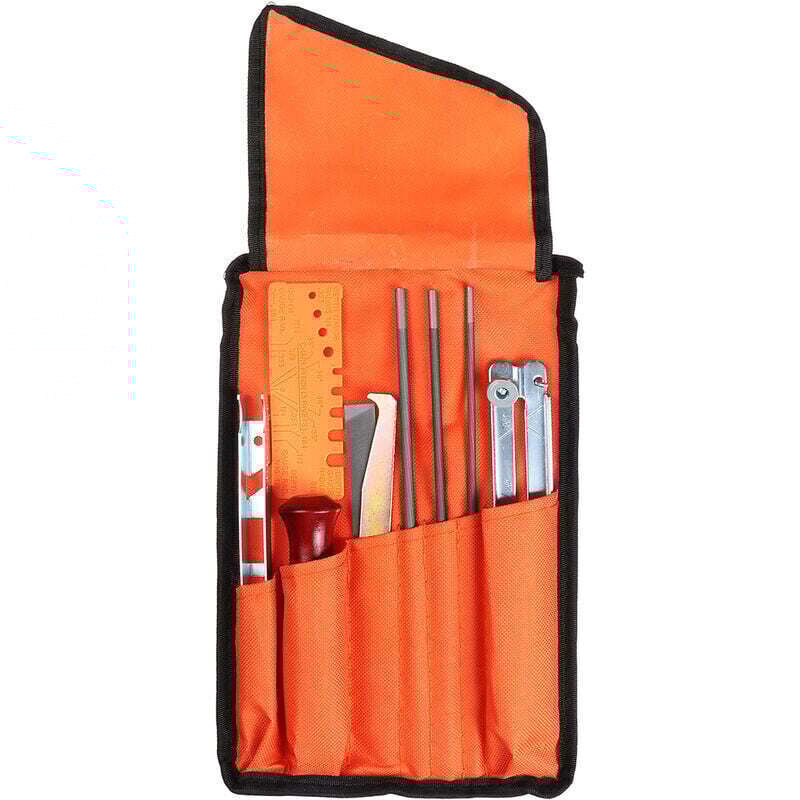 Tragbares Universal-Kettensägen-Schärfset, 5/32' (4 mm) / 3/16' (4,8 mm) / 7/32' (5,5 mm) Rundfeile, Flachfeile, Griff, Führungsfeile und Tasche