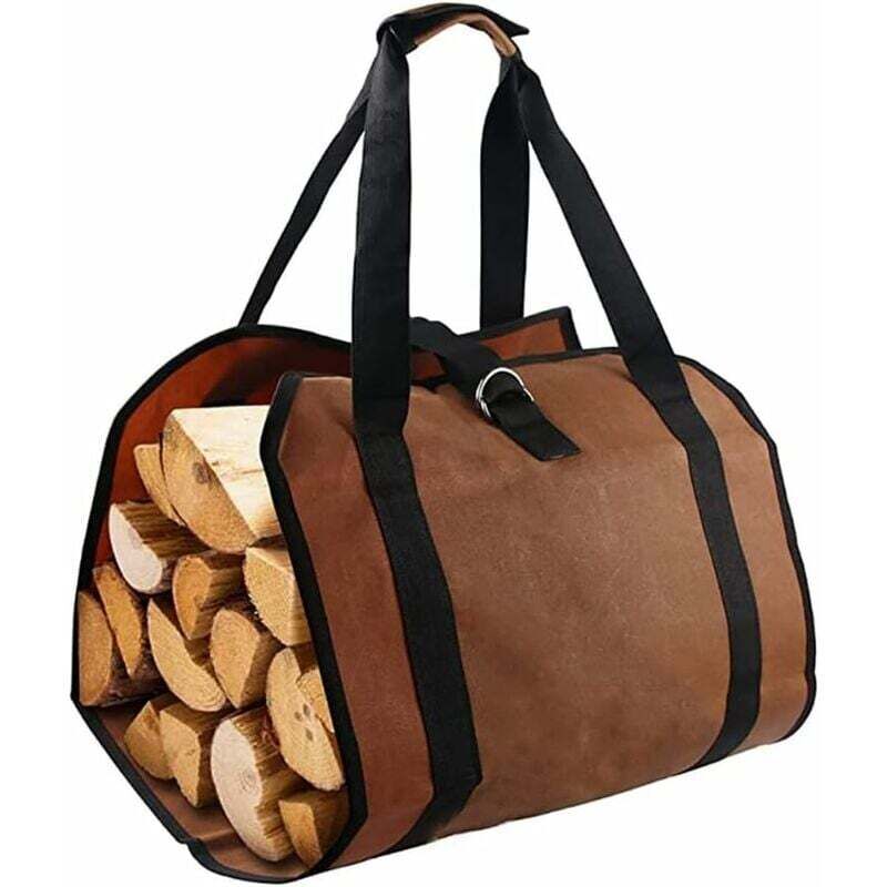 Brennholz-Tragetasche, 96,5 x 45,7 cm, große Tragetasche aus gewachstem Segeltuch mit Griffen und Verstärkungsgurten, zum Transportieren von Holz und