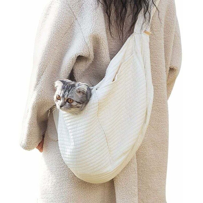 Tragetasche für Hunde und Katzen, tragbare freihändige Tragetasche für Haustiere mit breitem und atmungsaktivem Schultergurt, geeignet für kleine