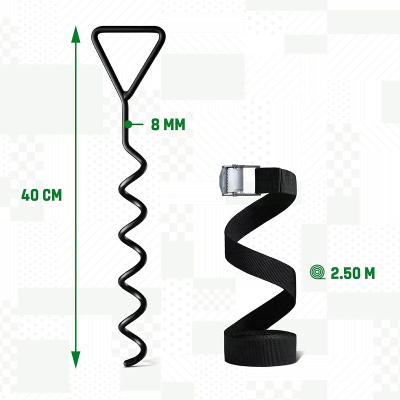 Trampolin Bodenanker Set (4 Stück) - 40 cm Heavy Duty Trampolin Anker - Einschraubanker zur sicheren Befestigung im Boden - 4er Set Trampolin