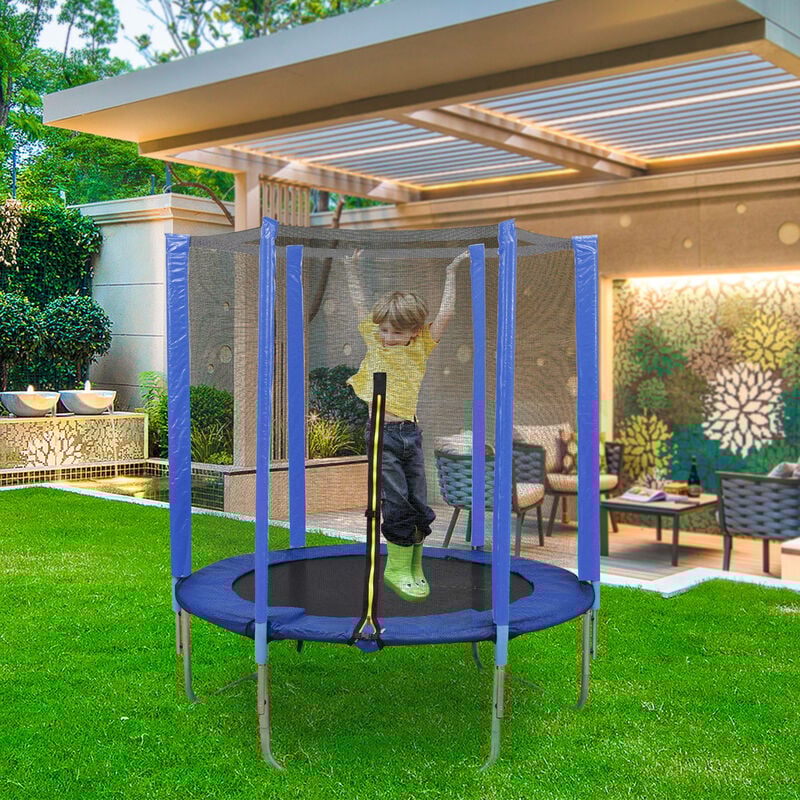 Skecten - Trampolin Gartentrampolin Kindertrampolin Outdoor Trampolin Komplettset Sicherheitsnetz Blau 1.5m